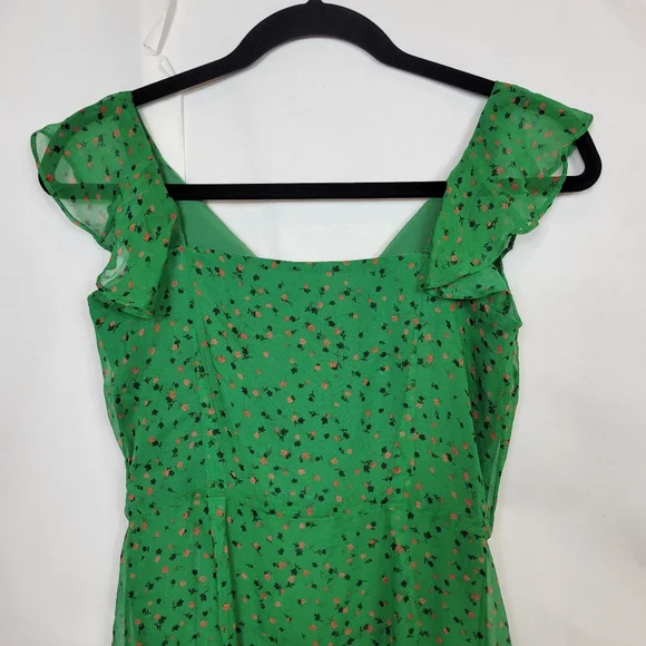 Veronica Beard green floral midi dress